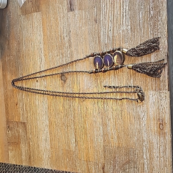 Turkmen tribal lapis lazuli Wedding brides maids beaded long necklace - Picture 4 of 5